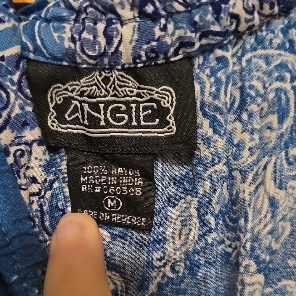 Angie Blue 3/4 Sleeve Boho Romper M - Picture 2 of 4